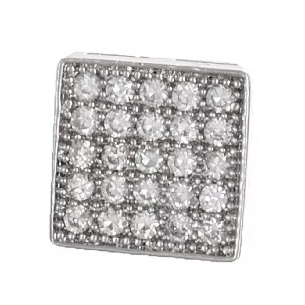 Sterling Silver White CZ Stones 8mm Square Shape Stud Men's Earrings
